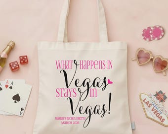 „Was passiert in Vegas“-Junggesellinnenabschiedstasche | Vegas-Partygeschenk | Personalisierter Junggesellinnenabschied | Reisetasche für Mädels | Junggesellinnenwochenende