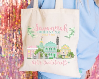 Savannah Bachelorette Party Ohh Na Na Georgia Peach Tote Bag -Beach Bachelorette Party Tote - Wedding Welcome Tote Bag