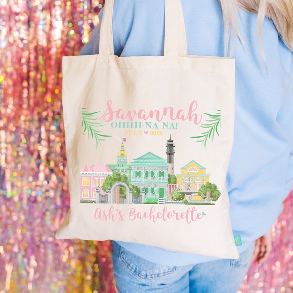 Savannah Bachelorette Party Ohh Na Na Georgia Peach Tote Bag -Beach Bachelorette Party Tote - Bolsa de mano de bienvenida a la boda