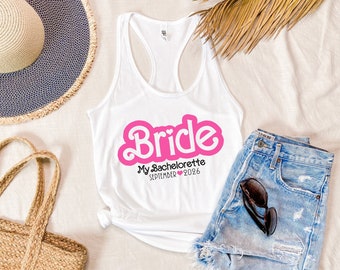 Camiseta sin mangas estilo racerback "Bride Lets Party" - Camisetas para despedida de soltera
