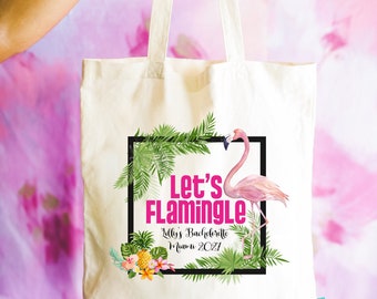 Retro Lets Flamingle Flamingo Palm Springs Bachelorette Party Totes- Wedding Welcome Tote Bag