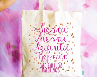 Bachelorette Party Tote, Fiesta Siesta Tequila (Natural Cotton Canvas)