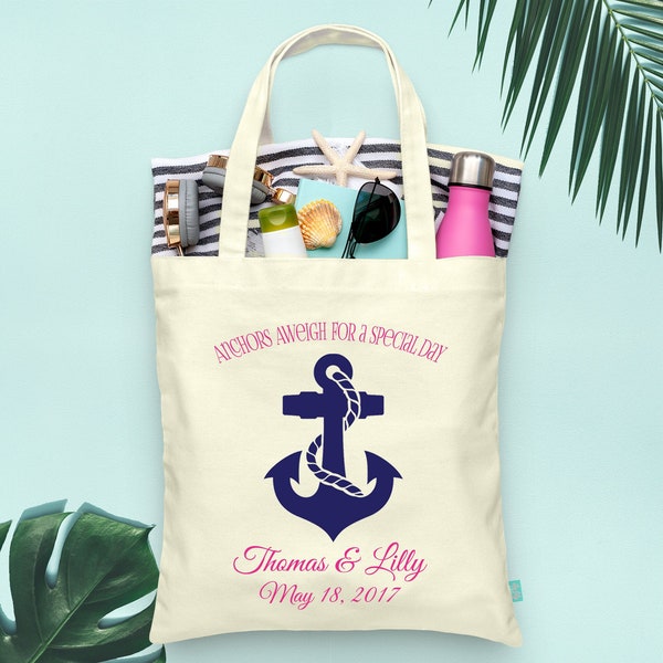 Destination Wedding Anchors Aweigh Away Cruise Tote- Wedding Welcome Tote Bag