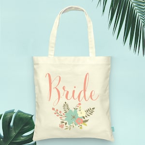 Floral Bride Tote- Wedding Tote Bags
