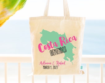 Welcome Bienvenidos Destination Map Costa Rica Wedding- Wedding Welcome Tote Bag