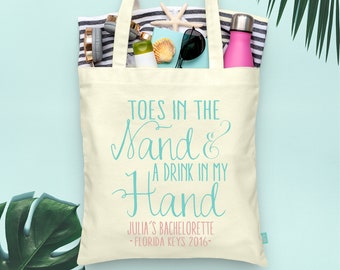 Toes In The Sand & A Drink In My Hand Bachelorette Party Tote - Wedding Welcome Tote Bag