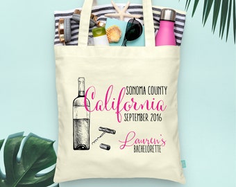 Wine Country Bachelorette Party Napa Sonoma Vineyard Tote- Wedding Welcome Tote Bag