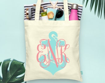 Monogram Destination Bridal Party Anchor Totes- Wedding Welcome Tote Bag