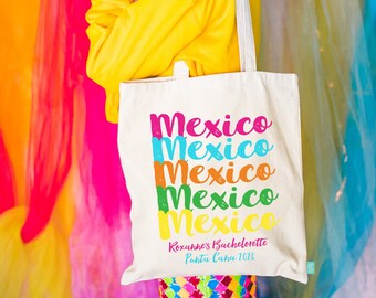 Destination Bachelorette Tote Bag - Colorful Mexico Design