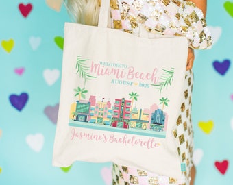 Miami Beach Bachelorette Party Tote Bag -Miami Vice Beach Bachelorette Party Tote - Wedding Welcome Tote Bag