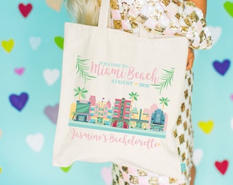 Bachelorette Party Tote Bag: Miami Beach Style - Customizable Cotton