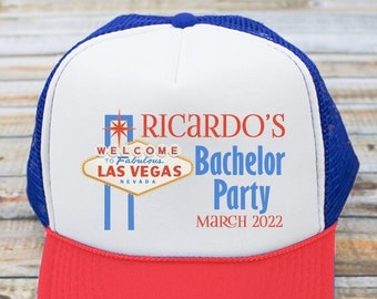 Las Vegas Bachelor Party Trucker Hat | Custom Bachelor Party Hats, Groomsmen Hats for Bachelor Party, Groomsmen Gift Party Hat