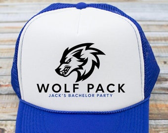 Wolf Pack Bachelor Party Trucker Hat | Custom Bachelor Party Hats, Groomsmen Hats for Bachelor Party, Groomsmen Gift Bachelor Party Hat