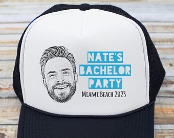 Bachelor Party Trucker Hat | Custom Photo - Bachelor Party Hats, Groomsmen Hats for Bachelor Party, Groomsmen Gift Bachelor Party Hat