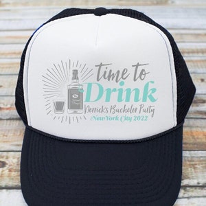 Time to Drink Bachelor Party Trucker Hat | Custom Bachelor Party Hats, Groomsmen Hats for Bachelor Party, Groomsmen Gift Party Hat