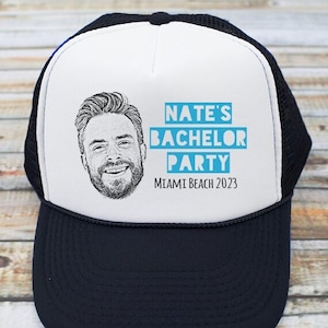 Bachelor Party Trucker Hat | Custom Photo - Bachelor Party Hats, Groomsmen Hats for Bachelor Party, Groomsmen Gift Bachelor Party Hat