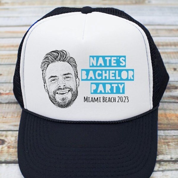 Bachelor Party Trucker Hat | Custom Photo - Bachelor Party Hats, Groomsmen Hats for Bachelor Party, Groomsmen Gift Bachelor Party Hat