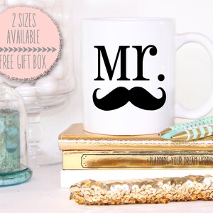 Mr. Hipster Mustache Stash Custom Mug- Wedding Groom To Be Engagement Gift