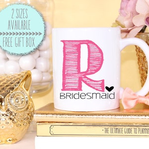Personalized Bridal Party Initial Mug- Coffee Cappuccino Tea Mug - Maid of Honor Bridesmaid Gift