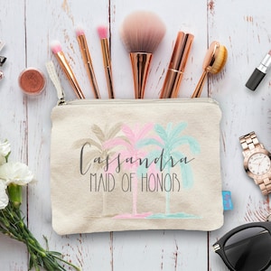 Destination Bridesmaid Makeup Bag, Wedding Day Makeup Bag, Wedding Party Cosmetic Bag, Bridesmaid Makeup Pouch, Wedding Party Gift, Pouch
