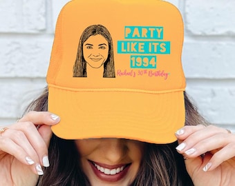 Custom Caricature Birthday Trucker Hat | Personalized Party Favor | Party Like Its Birthday Favor