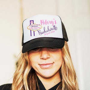 Las Vegas Bachelorette Trucker Hat - Maßgeschneiderte Bachelorette Party Hüte, Brautjungfern Hüte für Junggesellenabschied, Brautjungfern Trucker Hüte
