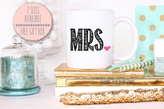 Ausgefallene Tasse „Mrs. Heart“ – Geschenk für die zukünftige Braut oder Verlobung