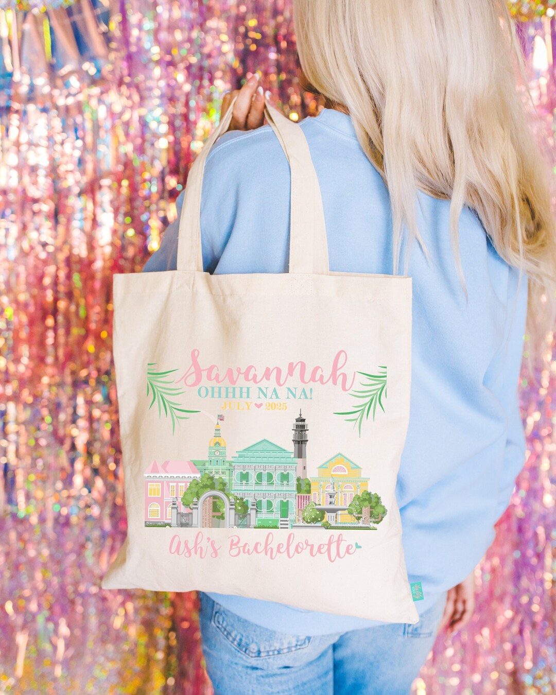 Bachelorette Tote Bag: Savannah Peach Design (customizable Cotton) - Etsy
