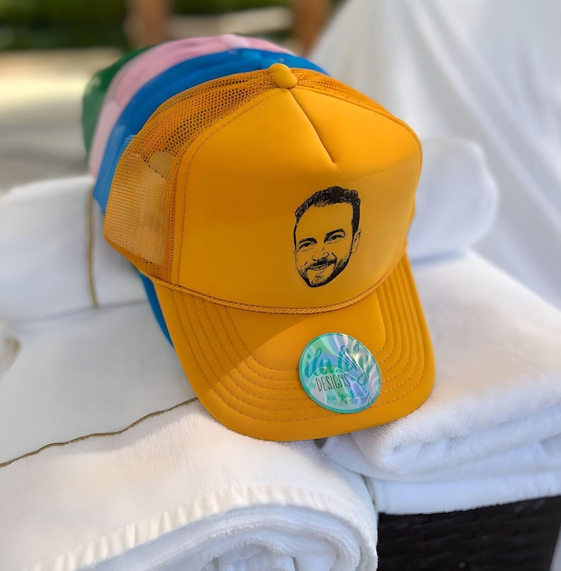 Bachelor Party Trucker Hat Custom Caricature Bachelor Party Hats, Groomsmen Hats for Bachelor Party, Groomsmen Gift Bachelor Party Hat Solid Gold