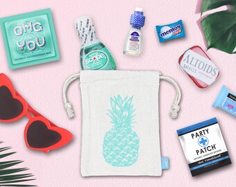 Kit para la resaca de despedida de soltera con piña / Recuerdos para despedida de soltera tropical / Bolsas de regalo preparadas / Bolsas de obsequios para despedida de soltera / Recuerdos para viaje de chicas
