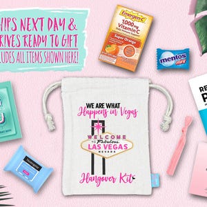Bachelorette Party Hangover Survival Kit with Supplies | Bachelorette Party Recovery Bag | Bachelorette Party Ideas | We Are Vegas Kit