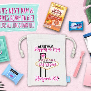 Survivalkit vrijgezellenfeest kater met benodigdheden | Hersteltas vrijgezellenfeest | Ideeën voor vrijgezellenfeesten | We Are Vegas-kit