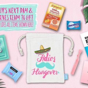 Junggesellinnenabschied Hangover Survival Kit mit Zubehör | Junggesellinnenabschied Tasche Tasche | Junggesellinnenabschied Ideen | Adios Hangover Kit