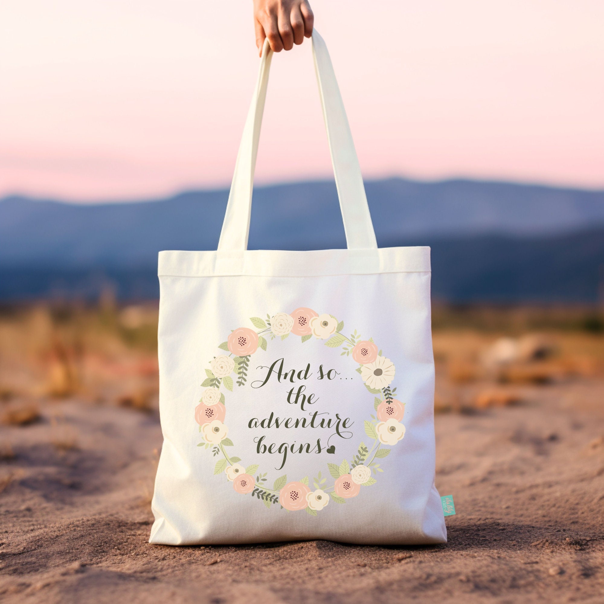 Wlesinzt 'And So The Adventure Begins' Tote Bag – Cute Gift With Pockets For Teacher, Women, Travel, White - View #12