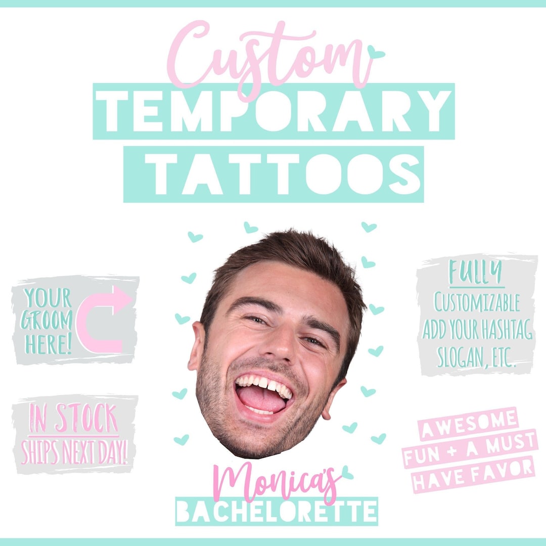 Custom Temporary Tattoo Bachelorette Party Favors Custom Photo