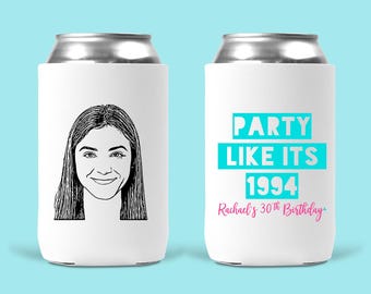 Party Like Its | Birthday Party Custom Photo Koosie | Custom Caricature | Can Cooler Birthday Party | Funny Milestone Birthday Pary Favor