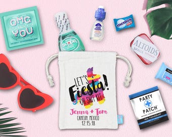 Lets Fiesta Pinata Oh Sh*t Kit Mexico Destination Wedding Recovery Kit | Assembled Favor Bag with Supplies | Hangover Kit