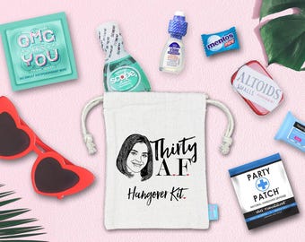 Thirty AF | Birthday Party Custom Photo Hangover Kit | Custom Caricature | Birthday Oh Shit Kit | Funny Milestone Birthday Pary Favor