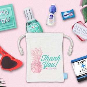 Destination Beach Wedding Pineapple Personalized Welcome Bag | Assembled Favor Bag with Supplies | Hangover Kit