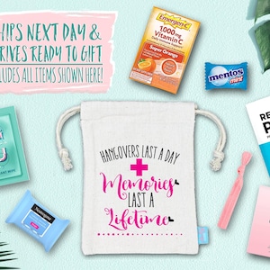Bachelorette Party Hangover Survival Kit with Supplies | Bachelorette Party Recovery Bag | Bachelorette Party Ideas | Memories Last