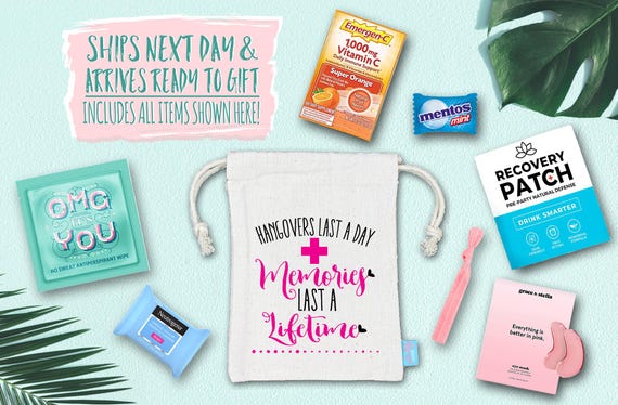 Bachelorette Party Hangover Kit | Recovery Favor Bag With Supplies
