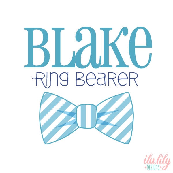 Ring Bearer Personalized Bow Tie Tote- Wedding Party Tote Bags