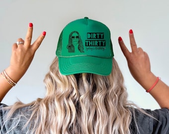 Dirty Thirty | Birthday Party Custom Photo Trucker Hat | Custom Caricature | Hats for Birthday Party | Funny 30th Birthday Pary Hats
