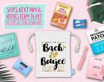 Bach & Boujee Bachelorette Party Hangover Kit | Party Favor Bags | Recovery Favor Bag with Supplies | Girls Trip Survival Kit
