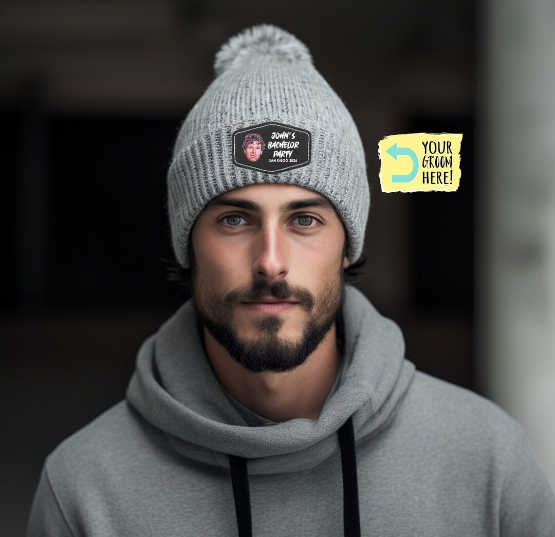 Bachelor Party Beanie Hat Guys Camping Trip Custom Photo Bachelor Party