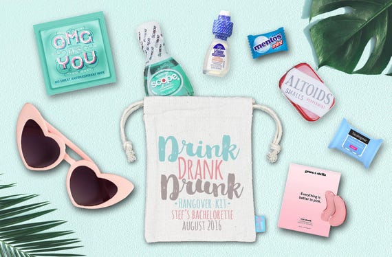 bpc 157 hangover Personalized Bachelorette Party Hangover Kit | Cotton Favor Bag