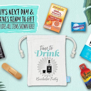 Bachelor Party Hangover Survival Kit with Supplies | Bachelor Party Recovery Bag | Bachelor Party Ideas | Time to Drink Kit