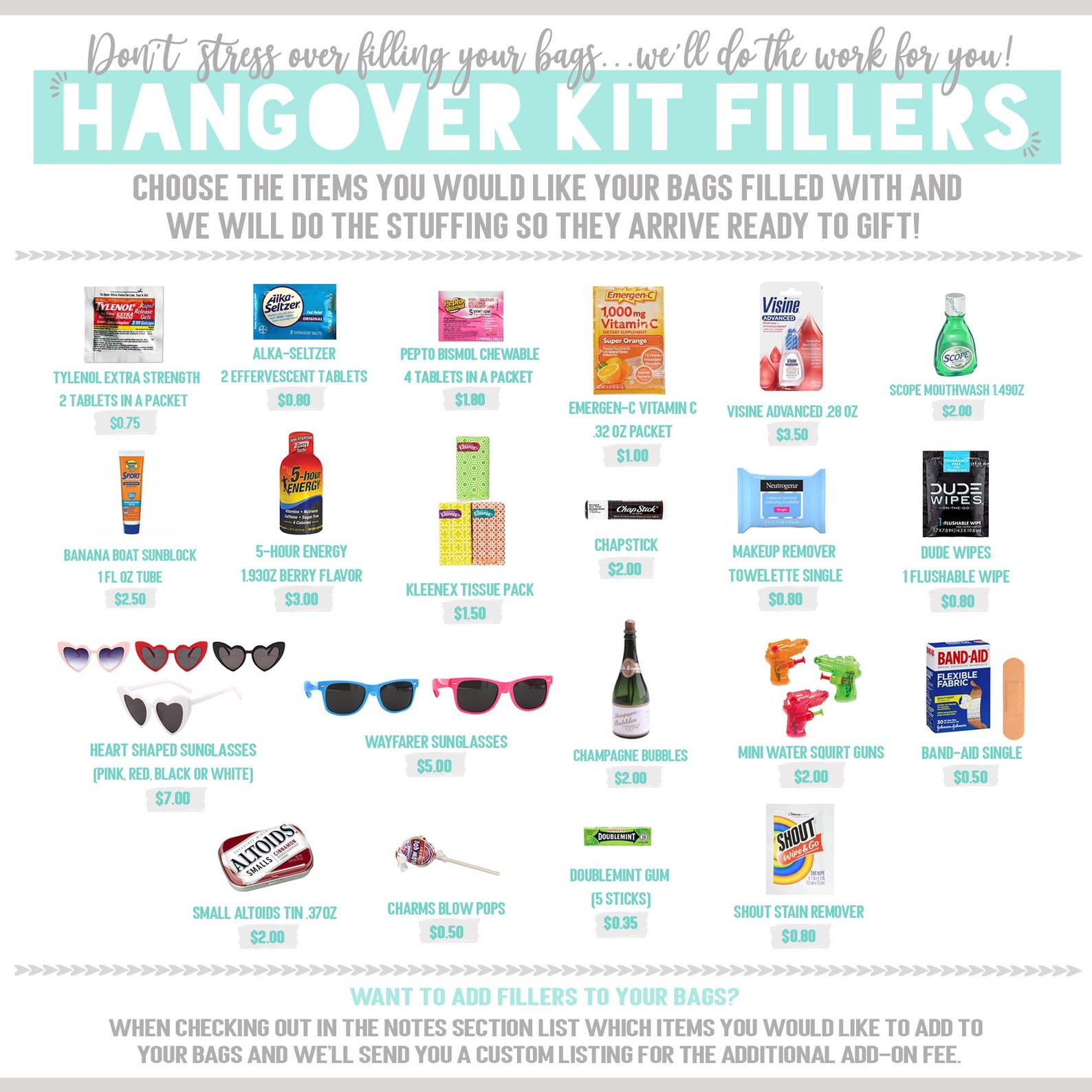 Hangover Kit Branded Custom Logo | Recovery Survival Favor for ...