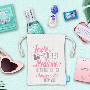 Love is The Best Medicine Katerpakket bruiloft welkomsttasje | Cadeauzakje met benodigdheden | Katerkit