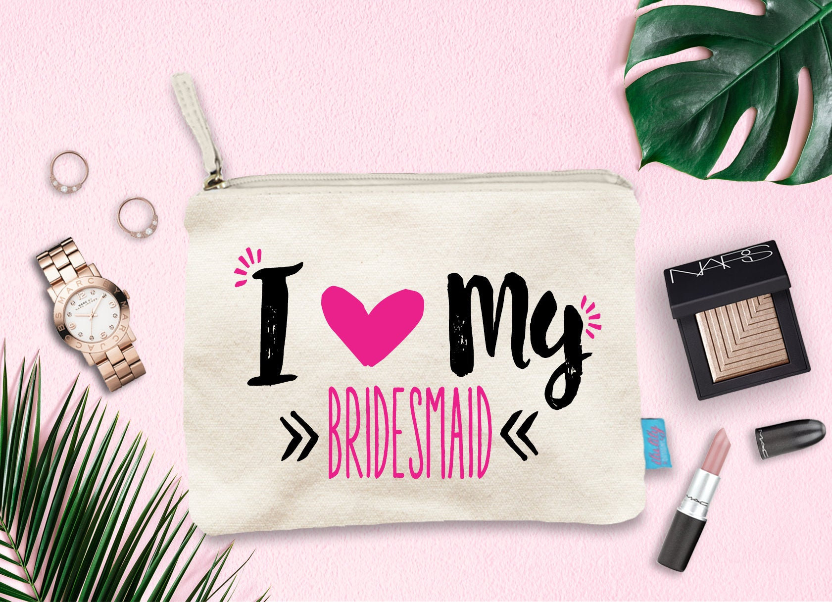 Bridesmaid Canvas Makeup Bag, Wedding Party Gift Bridesmaid Canvas Makeup Bag, Wedding Party Gift